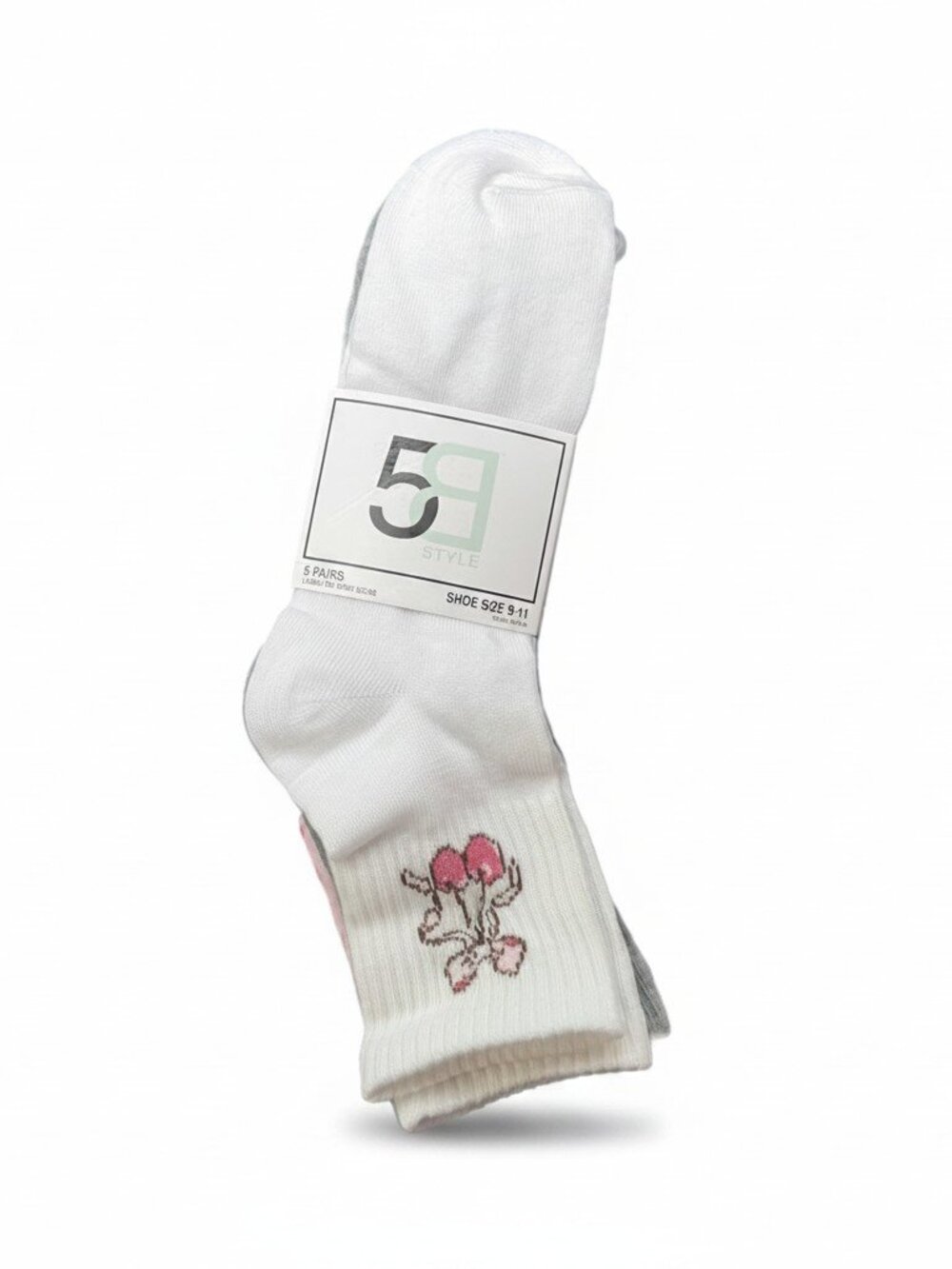 2/$12 💥🆕 5B Style Ladies Crew Socks | 5 Pairs | Size 9-11 | 1402